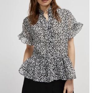FRENCH CONNECTION Elvire Lawn Ruffle Sleeve Blouse